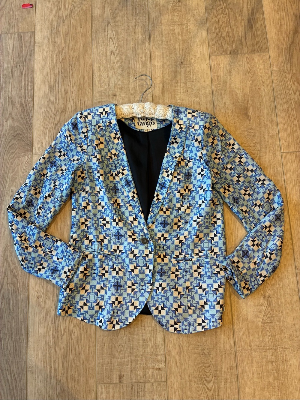 Twist & Tango light blue Geometric Print Women’s Blazer soft tencel European S